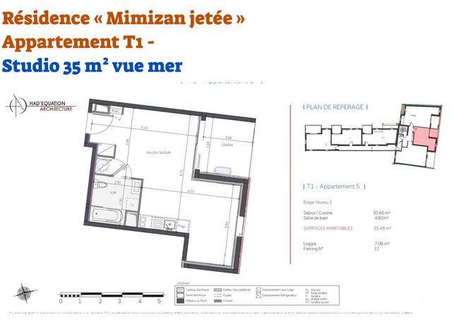 Appartement F1 à vendre - 2 pièces - 35.48 m2 - MIMIZAN - 40 - AQUITAINE - Century 21 Group Immo